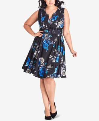 CITY CHIC - Trendy Plus Size Floral-Print Sleeveless A-Line Dress