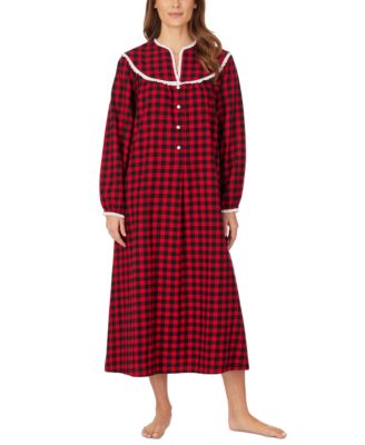 Lanz of Salzburg - Cotton Lace-Trim Flannel Nightgown