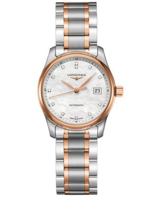 Longines - Women's Swiss Automatic Master Diamond (1/20 ct. t.w.) 18k Rose Gold & Stainless Steel Bracelet Watch 29mm