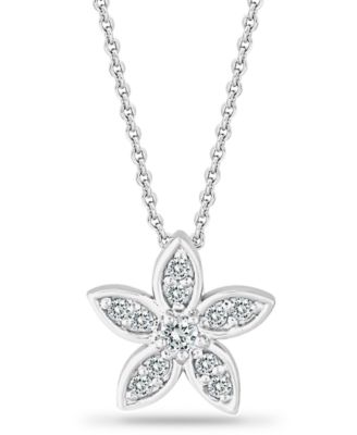 Giani Bernini - Cubic Zirconia Star Flower Pendant Necklace in Sterling Silver, 16" + 2"