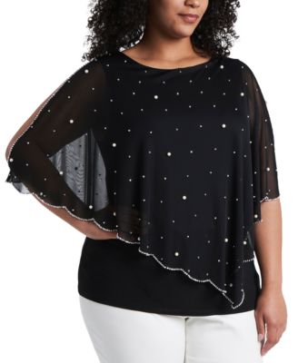 MSK - Plus Size Beaded Overlay Top