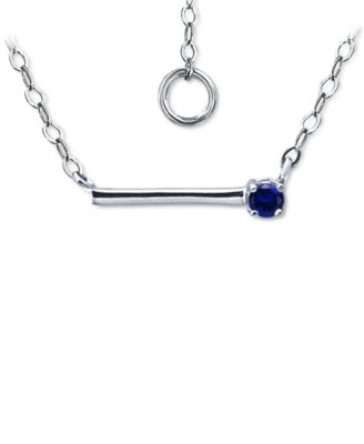 Giani Bernini - Imitation Blue Sapphire Polished Bar Necklace, 16" + 2" extender, (Also in Lab-Grown Ruby)