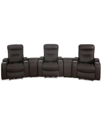 Furniture - Jabarr 5-Pc. Beyond Leather Theater Seating with 2 Consoles