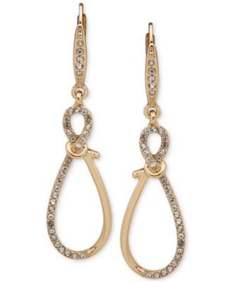 Anne Klein - Gold-Tone Pav&eacute; Knotted Drop Earrings