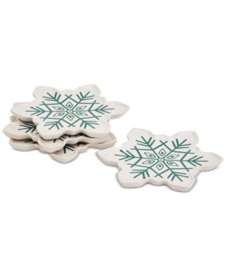 Tabletops Unlimited - Winter Forest Snowflake Appetizer Plates, Set of 4