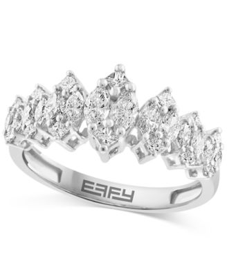 EFFY Collection - Diamond Princess & Marquise Cluster Ring (7/8 ct. t.w.) in 14k White Gold