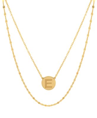 Macy's - Initial Disc Layered Pendant Necklace in 18k Gold-Plated Sterling Silver