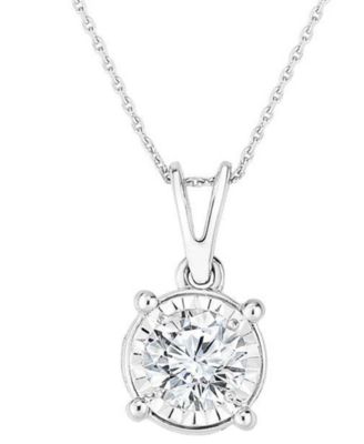 TruMiracle - Diamond Solitaire 18" Pendant Necklace (5/8 ct. t.w.) in 14k White Gold