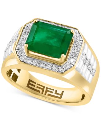 EFFY Collection - Limited Edition Men's Emerald (3 ct. t.w.) & Diamond (1/2 ct. t.w.) Ring in 14k Gold