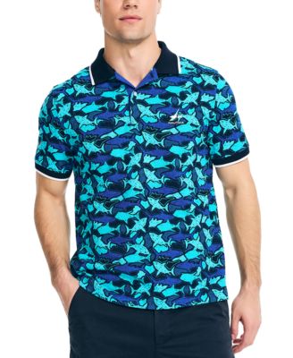 Nautica - Men's Classic-Fit Stretch Shark-Print Polo Shirt