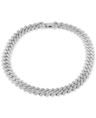ADORNIA - Silver-Tone Edgy Cuban Crystal Chain 18" Necklace