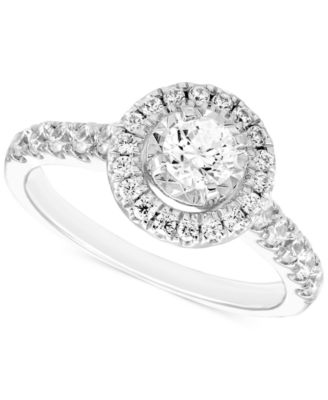 Macy's - Diamond Halo Engagement Ring (1 ct. t.w.) in 14k White Gold