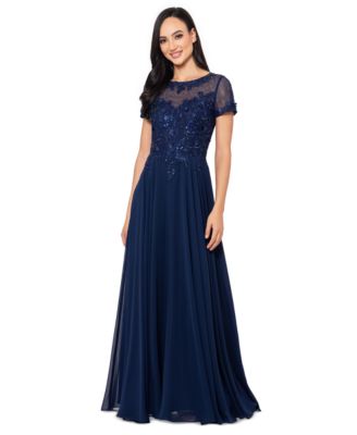XSCAPE - Petite Embellished Illusion-Bodice Gown