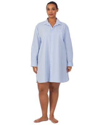 Lauren Ralph Lauren - Plus Size Long-Sleeve Roll-Tab His Shirt Sleepshirt