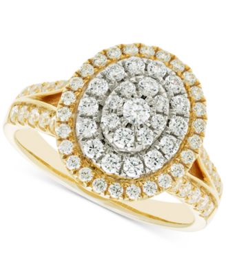 Macy's - Diamond Oval Halo Engagement Ring (1 ct. t.w.) in 14k Two-Tone Gold