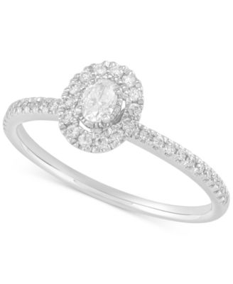 Macy's - Diamond Oval-Cut Halo Engagement Ring (1/3 ct. t.w.) in 14k White Gold