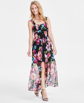 Connected - Petite Chiffon High-Low Sheath Dress