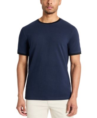 Kenneth Cole - Men's Contrast-Trim Textured Short Sleeve T-Shirt