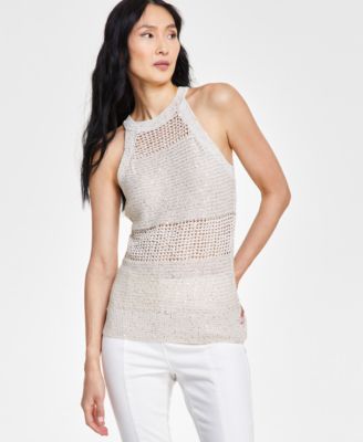 I.N.C. International Concepts - Women's Roving Sequin Crochet Sweater Tank Top