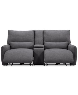 Furniture - Olper 3-Pc. Fabric Zero Wall Sectional Power Motion Sofa with Console