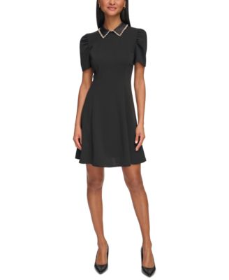 KARL LAGERFELD PARIS - Women's Embellished-Collar Dress