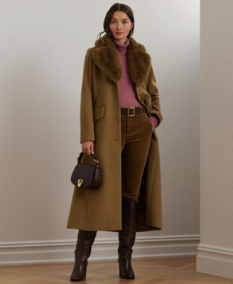 Lauren Ralph Lauren - Women's Single-Breasted Faux-Fur-Collar Coat