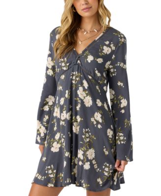 O'Neill - Juniors' Stevie Ladder-Trim Floral-Print Shift Dress
