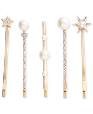 Emily in Paris - 5-Pc. Gold-Tone Pav&eacute; & Imitation Pearl Star Bobby Pin Set