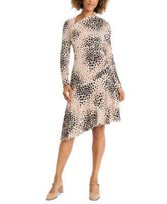Maggy London - Women's Printed Gathered Asymmetric Dress