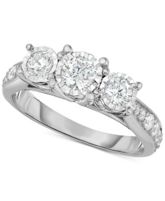 TruMiracle - Diamond Trinity Engagement Ring (1 ct. t.w.) in 14k White Gold