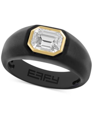 EFFY Collection - Men's Zircon Solitaire Ring (2-3/8 ct. t.w.) in Black PVD & 18k Gold-Plated Sterling Silver