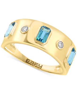 EFFY Collection - London Blue Topaz (1-1/6 ct. t.w.) & Diamond (1/20 ct. t.w) Band Ring in 14k Yellow Gold