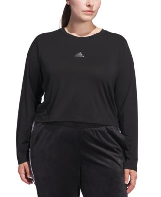 adidas - Plus Size Studded Logo Long-Sleeve T-Shirt