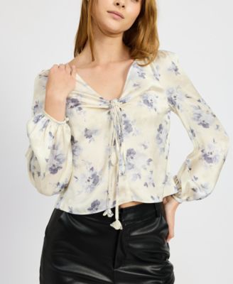 En Saison - Women's Petra Floral Tie-Neck Blouse