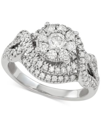 Macy's - Diamond Cluster Swirl Ring (1-1/4 ct. t.w.) in 14k White Gold