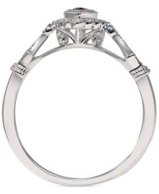 Macy's - Sapphire (1/4 ct. t.w.) & Diamond (1/10 ct. t.w.) Halo Ring in 14k White Gold