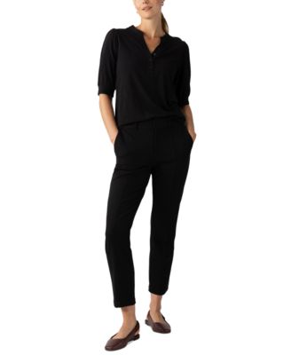 Sanctuary - Women's Mixed-Media Button-Front Tee