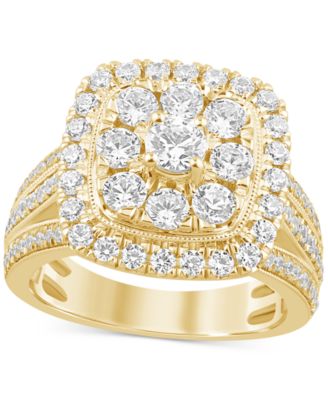 Macy's - Diamond Cluster Engagement Ring (2 ct. t.w.) in 14k Yellow Gold