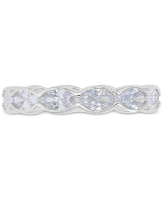 Macy's - Cubic Zirconia Oval Scallop Edge Eternity Band in Sterling Silver