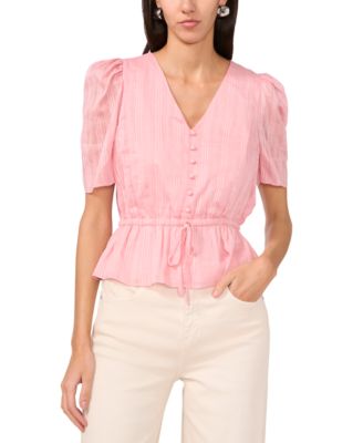 1.STATE - Women's Puff-Sleeve Peplum Top