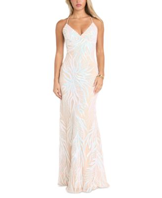 Morgan & Company - Women's Strappy Sequined V-Neck Gown