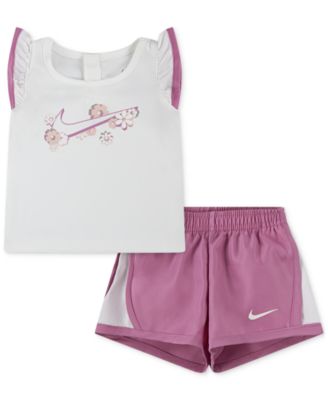 Nike - Baby Dri-FIT Flow-ral Tempo Ruffled Tank & Shorts, 2 Piece Set