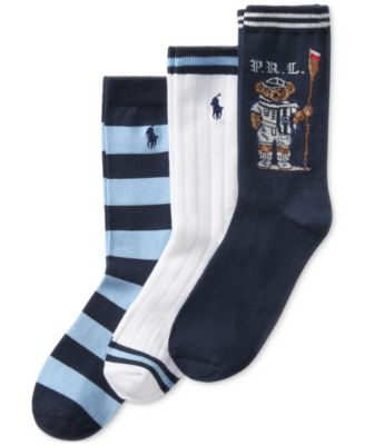 Polo Ralph Lauren - Big Boys Rowing Bear Crew Socks, 3-Pack