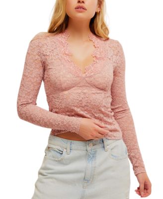 Free People - Women's All Day Lace Long Sleeve Top