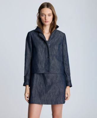 Kenneth Cole - Women's Indigo Twill Cropped Boxy Moto Jacket