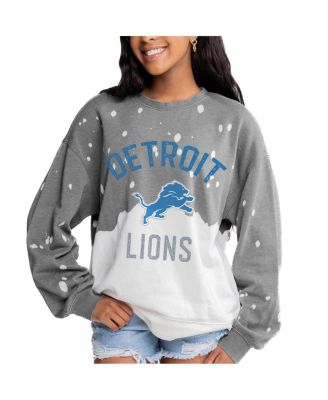 Gameday Couture - Women's  Gray Detroit Lions Coin Toss Faded French Terry Pullover Sweatshirt