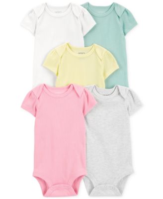 Carter's - Baby Girls Short-Sleeve Ribbed Bodysuits, Pack of 5