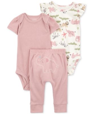 Carter's - Baby Girls Elephant Little Character Bodysuits & Pants, 3 Piece Set