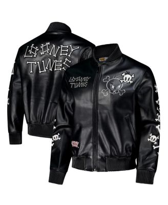 Freeze Max - Men's Black Looney Tunes Tweety Bones Full-Zip Varsity Jacket