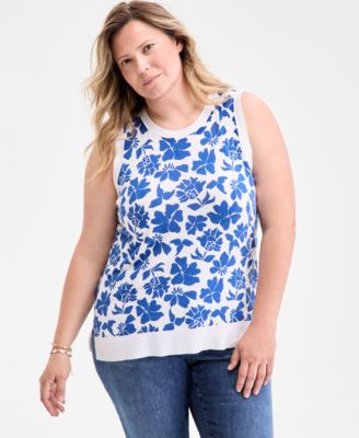 Style & Co - Plus Size Floral Sparks Sleeveless Sweater